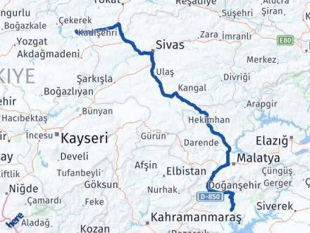 Adıyaman Kadışehri Yozgat Arası Kaç Km - Yol Haritası