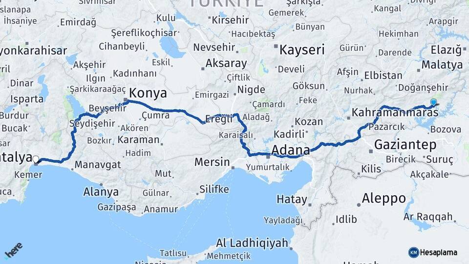 Adıyaman Kahta Antalya Arası Kaç Km - Yol Haritası
