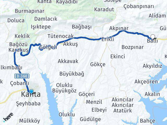 Adıyaman Kahta Ballı Kahta Arası Kaç Km - Yol Haritası