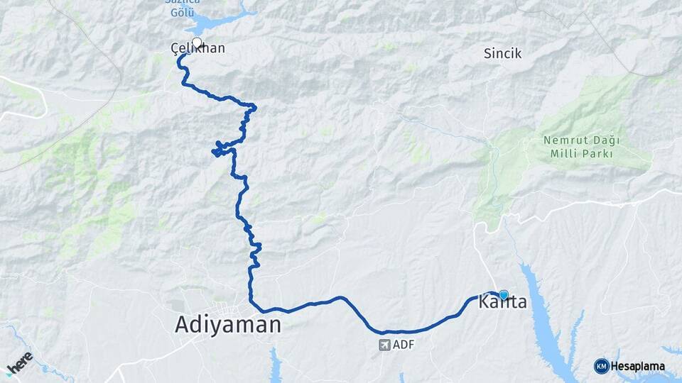 Adıyaman Kahta Çelikhan Arası Kaç Km - Yol Haritası