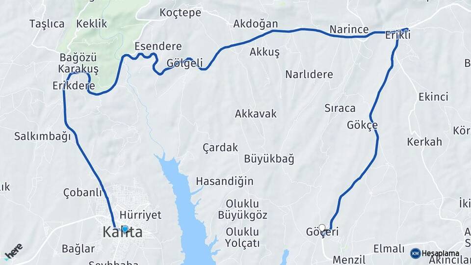 Adıyaman Kahta Göçeri Kahta Arası Kaç Km - Yol Haritası