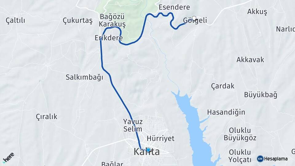 Adıyaman Kahta Gölgeli Kahta Arası Kaç Km - Yol Haritası