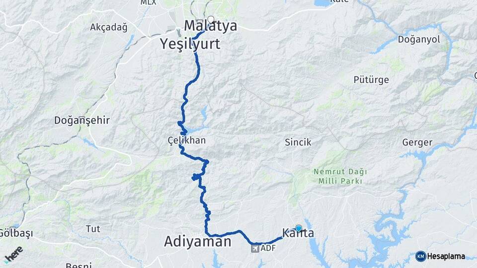 Adıyaman Kahta Malatya Arası Kaç Km - Yol Haritası