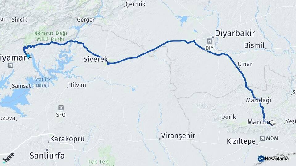 Adıyaman Kahta Mardin Arası Kaç Km - Yol Haritası