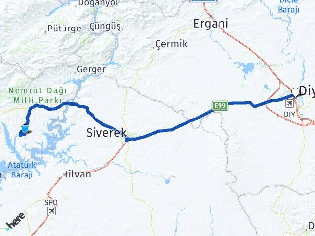 Adıyaman Kahta Menzil Diyarbakır Arası Kaç Km - Yol Haritası