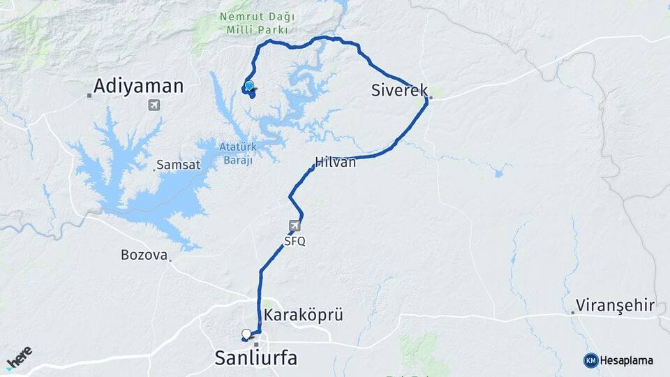 Adıyaman Kahta Menzil Eyyübiye Şanlıurfa Arası Kaç Km - Yol Haritası