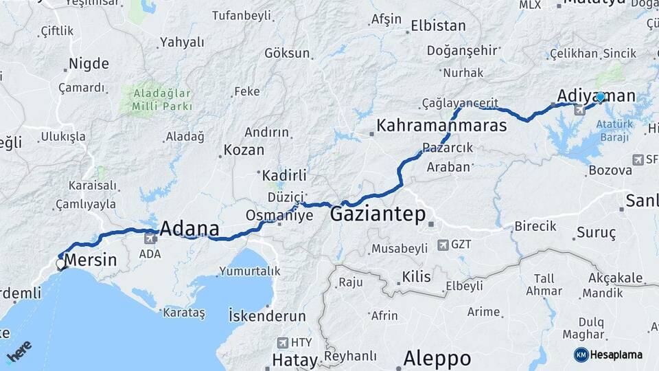 Adıyaman Kahta Mersin Arası Kaç Km - Yol Haritası