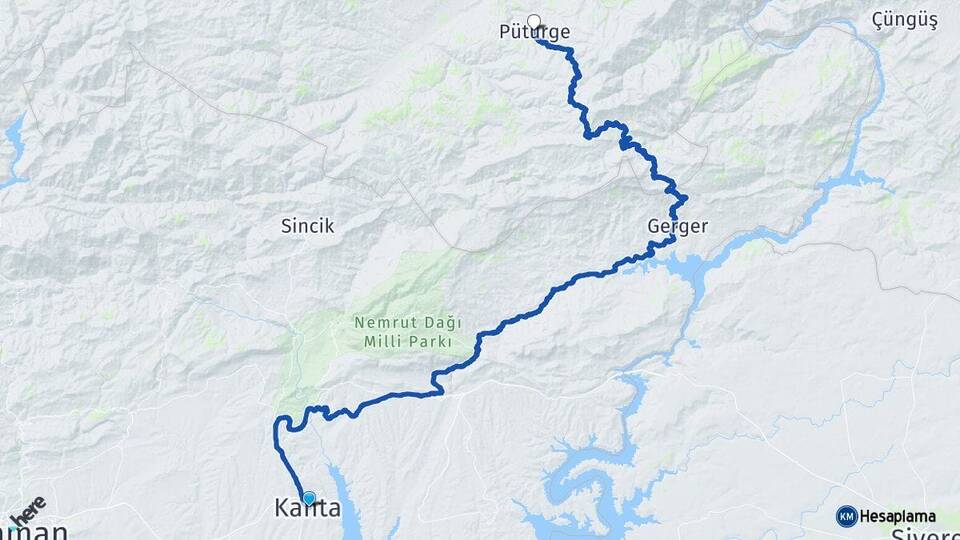 Adıyaman Kahta Pütürge Malatya Arası Kaç Km - Yol Haritası
