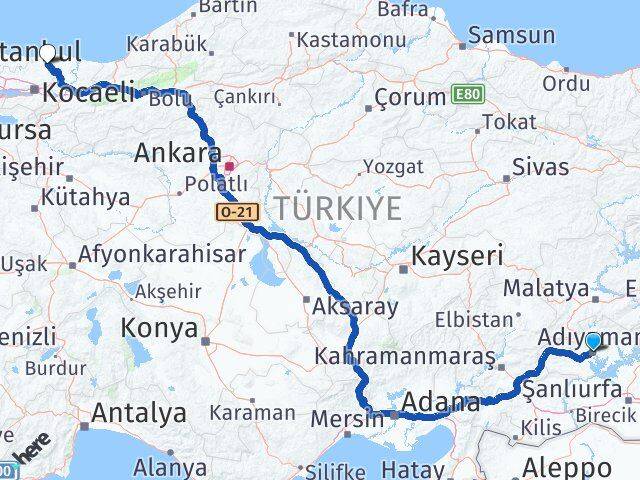 Adıyaman Kandıra Kocaeli Arası Kaç Km - Yol Haritası