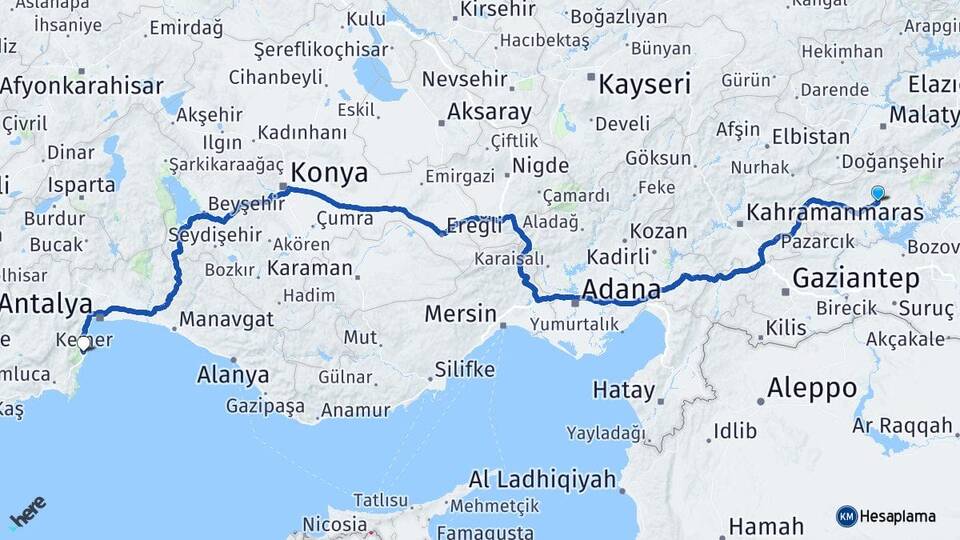 Adıyaman Kemer Antalya Arası Kaç Km - Yol Haritası