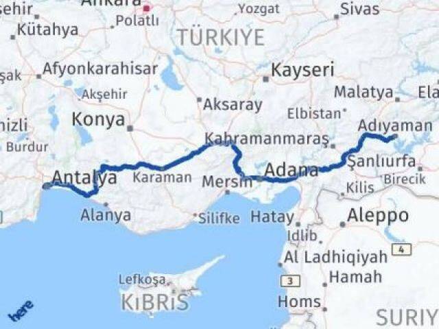 Adıyaman Konyaaltı Antalya Arası Kaç Km - Yol Haritası