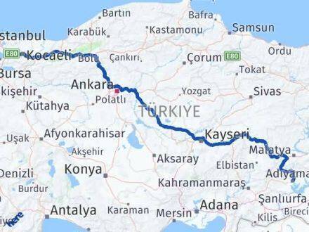 Adıyaman Körfez Kocaeli Arası Kaç Km - Yol Haritası