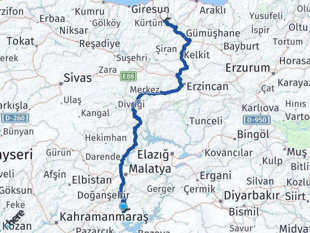 Adıyaman Kürtün Gümüşhane Arası Kaç Km - Yol Haritası