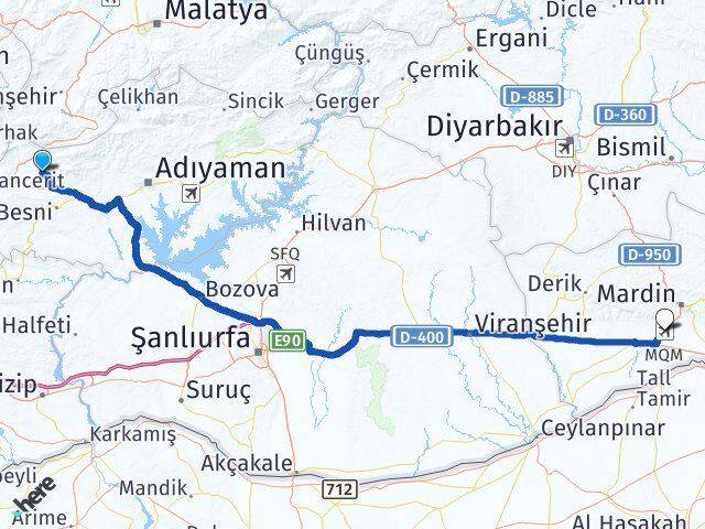 Adıyaman Mardin Havalimanı Arası Kaç Km - Yol Haritası