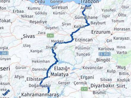 Adıyaman Of Trabzon Arası Kaç Km - Yol Haritası