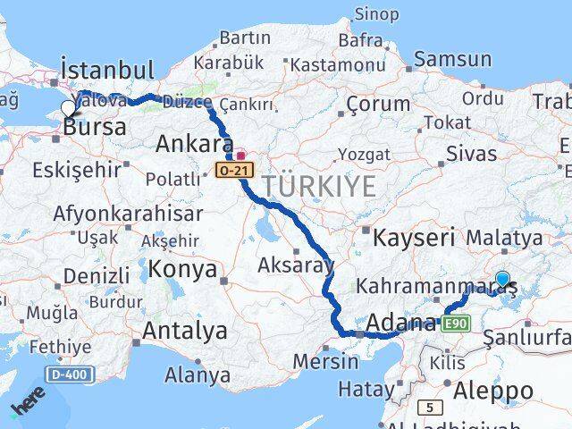Adıyaman Orhangazi Bursa Arası Kaç Km - Yol Haritası