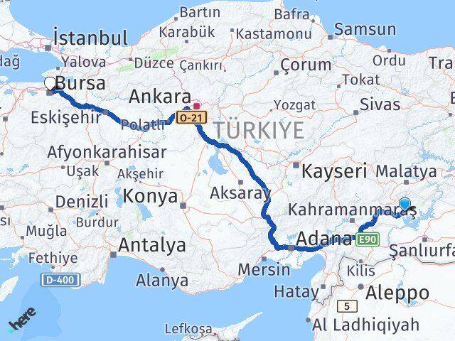 Adıyaman Osmangazi Bursa Arası Kaç Km - Yol Haritası