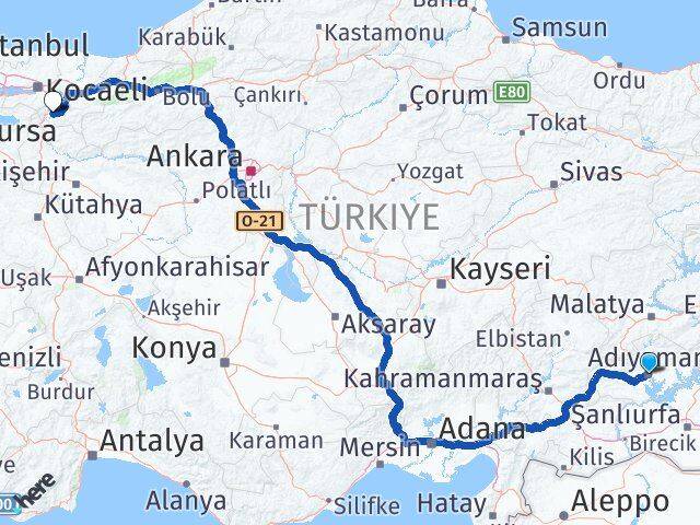 Adıyaman Pamukova Sakarya Arası Kaç Km - Yol Haritası