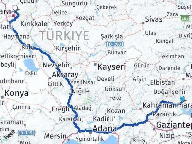 Adıyaman Pursaklar Ankara Arası Kaç Km - Yol Haritası