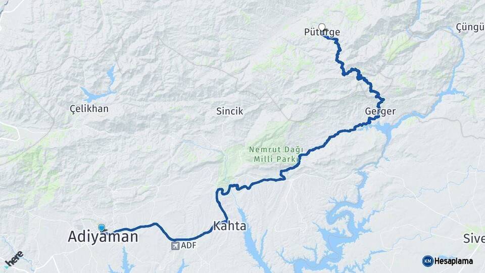 Adıyaman Pütürge Malatya Arası Kaç Km - Yol Haritası