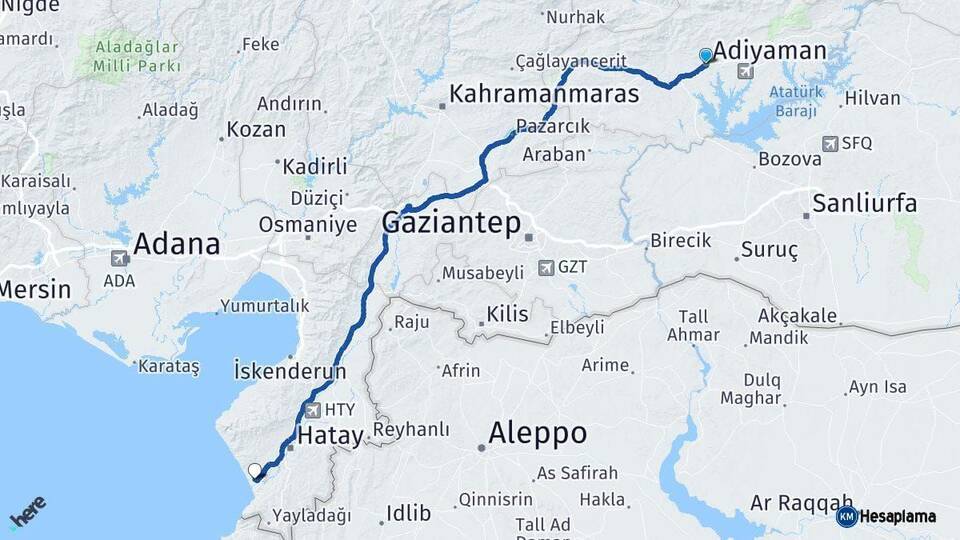 Adıyaman Samandağ Hatay Arası Kaç Km - Yol Haritası
