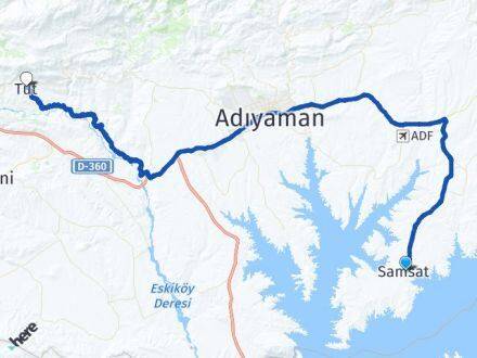 Adıyaman Samsat Tut Arası Kaç Km - Yol Haritası