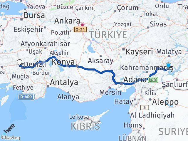 Adıyaman Sarayköy Denizli Arası Kaç Km - Yol Haritası
