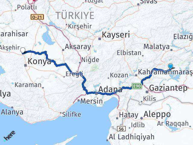 Adıyaman Sarayönü Konya Arası Kaç Km - Yol Haritası