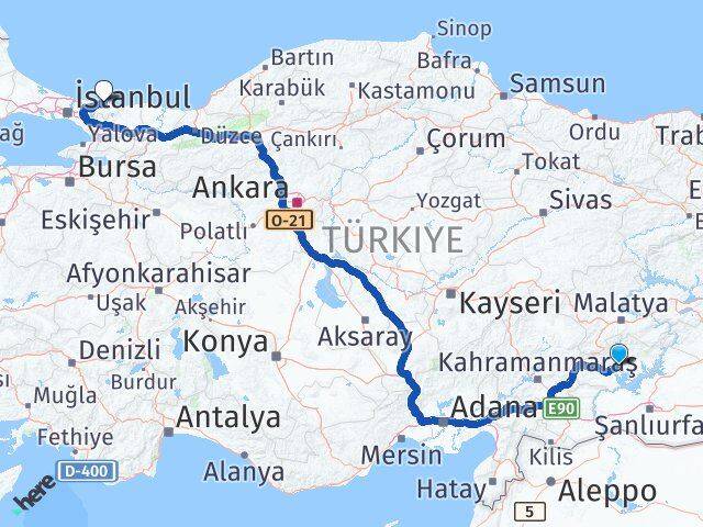 Adıyaman Şile İstanbul Arası Kaç Km - Yol Haritası