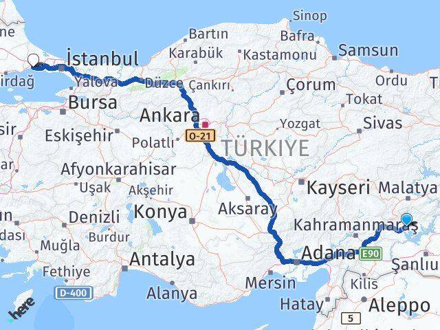 Adıyaman Silivri İstanbul Arası Kaç Km - Yol Haritası