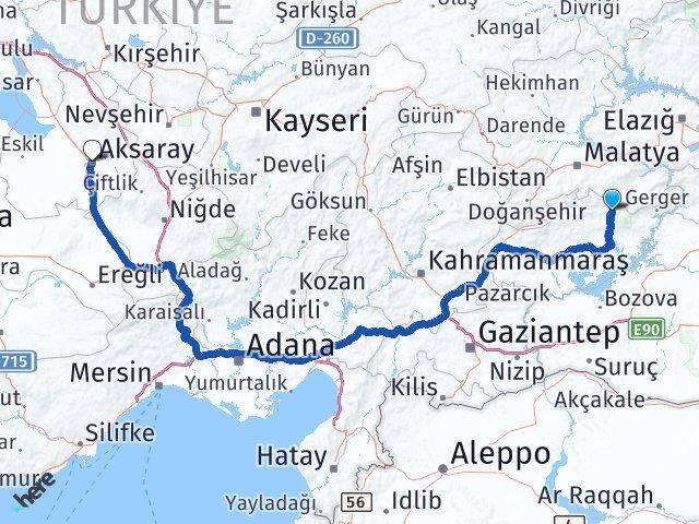 Adıyaman Sincik Aksaray Arası Kaç Km - Yol Haritası