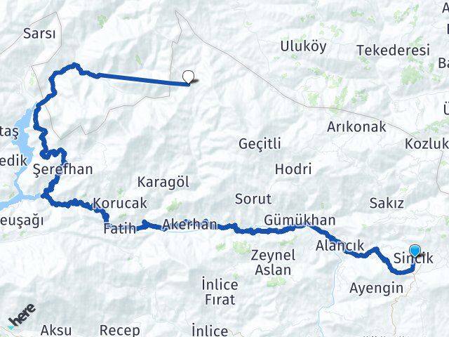 Adıyaman Sincik Aksu Sincik Arası Kaç Km - Yol Haritası