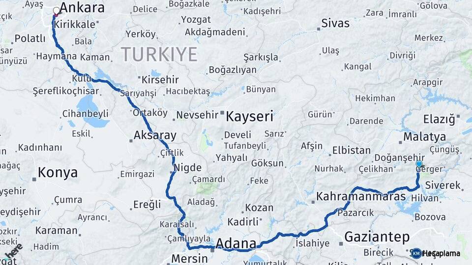 Adıyaman Sincik Ankara Arası Kaç Km - Yol Haritası
