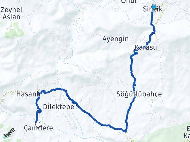 Adıyaman Sincik Çamdere Sincik Arası Kaç Km - Yol Haritası
