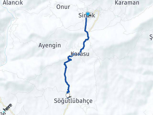 Adıyaman Sincik Çatbahçe Sincik Arası Kaç Km - Yol Haritası