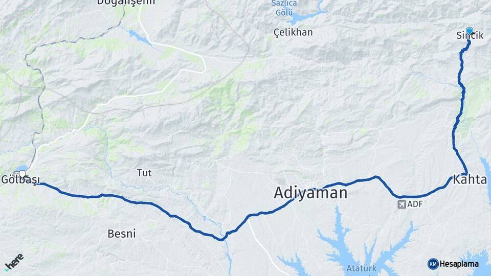 Adıyaman Sincik Gölbaşı Arası Kaç Km - Yol Haritası