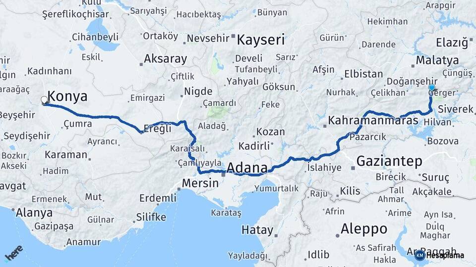 Adıyaman Sincik Konya Arası Kaç Km - Yol Haritası