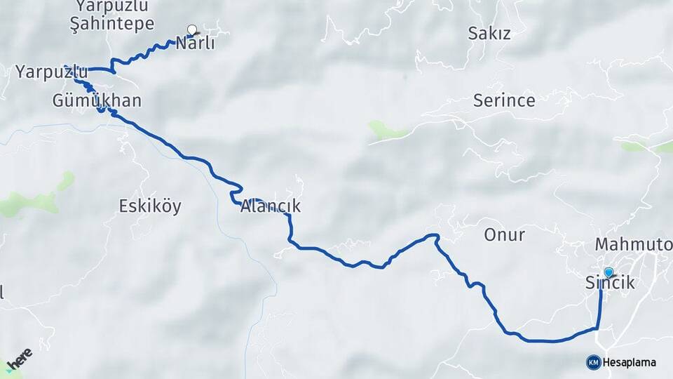 Adıyaman Sincik Narlı Sincik Arası Kaç Km - Yol Haritası