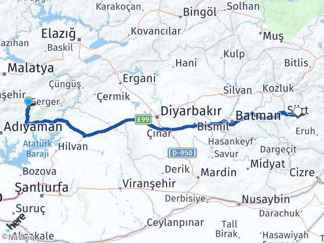 Adıyaman Sincik Siirt Arası Kaç Km - Yol Haritası