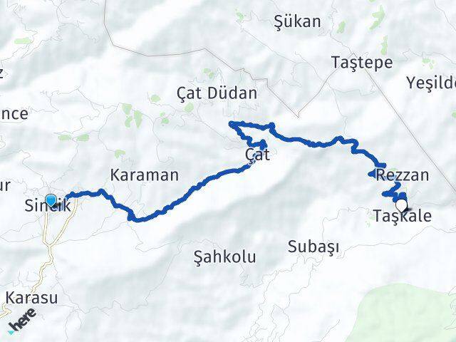 Adıyaman Sincik Taşkale Sincik Arası Kaç Km - Yol Haritası