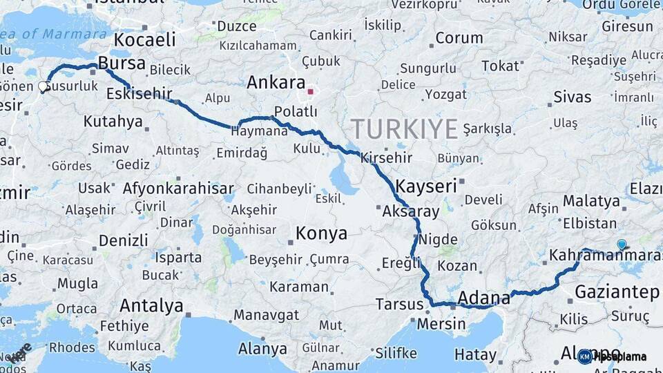 Adıyaman Susurluk Balıkesir Arası Kaç Km - Yol Haritası