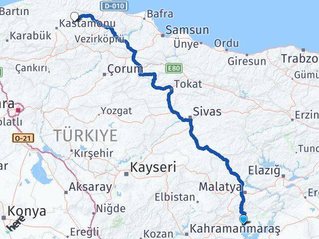 Adıyaman Taşköprü Kastamonu Arası Kaç Km - Yol Haritası