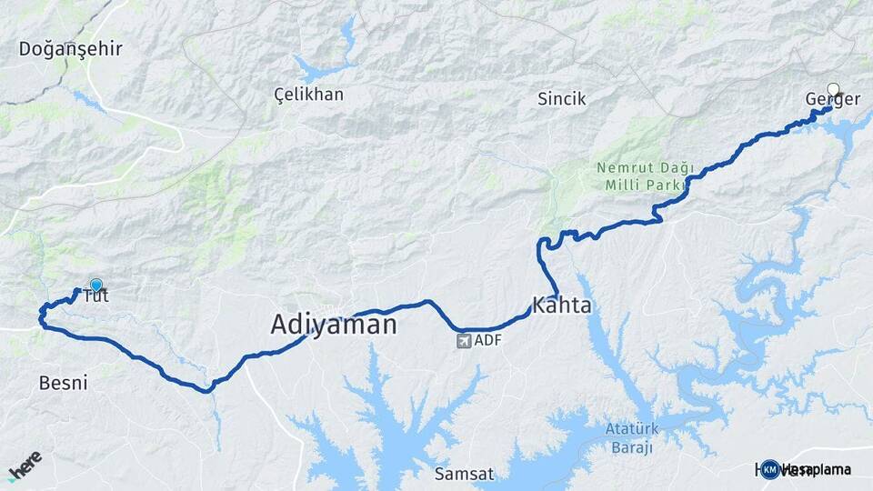 Adıyaman Tut Gerger Arası Kaç Km - Yol Haritası