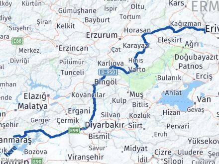 Adıyaman Tuzluca Iğdır Arası Kaç Km - Yol Haritası