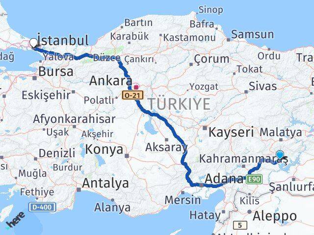 Adıyaman Üsküdar İstanbul Arası Kaç Km - Yol Haritası