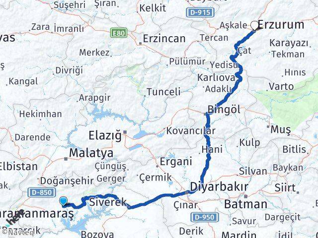 Adıyaman Yakutiye Erzurum Arası Kaç Km - Yol Haritası
