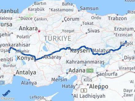 Afyonkarahisar Adaklı Bingöl Arası Kaç Km - Yol Haritası