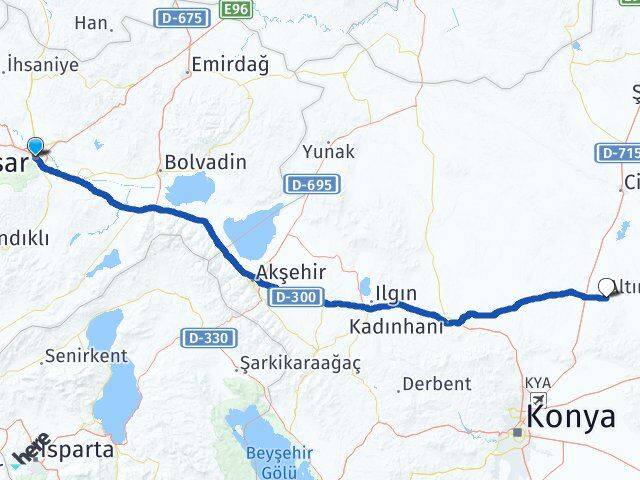 Afyonkarahisar Altınekin Konya Arası Kaç Km - Yol Haritası