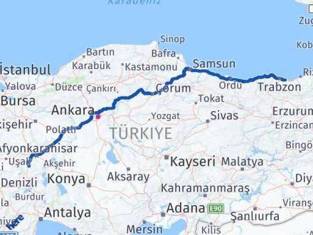 Afyonkarahisar Arsin Trabzon Arası Kaç Km - Yol Haritası