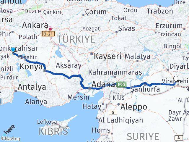 Afyonkarahisar Artuklu Mardin Arası Kaç Km - Yol Haritası